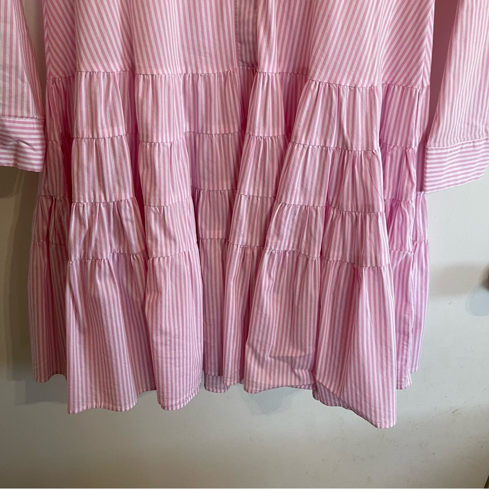 Gianni Bini Pink & White Striped Mini Shirt Dress - Picture 3 of 9